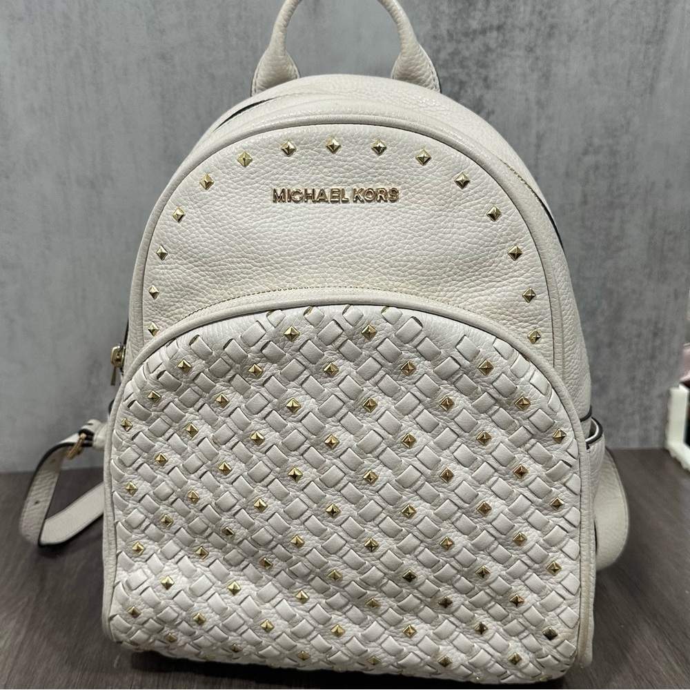 Michael Kors White studded backpack